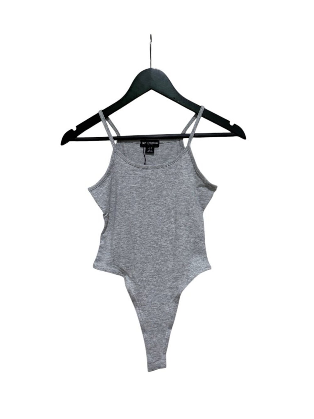 PrettyLittleThing Basic Cotton Blend Scoop Neck  Bodysuit Marled Gray US4 NWT
